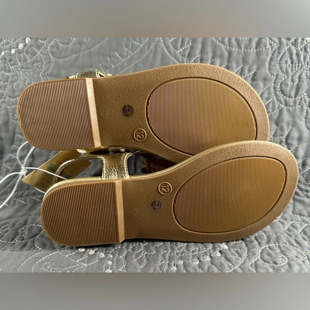 Thereabouts Big Girls Gold Hazel Adjustable Strap Flat Sandals NWT Big Girls 5